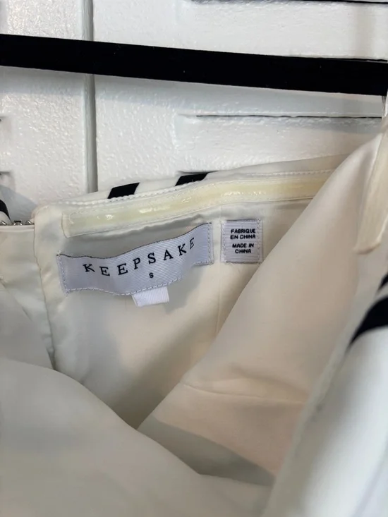 KEEPSAKE White Sleeveless Dress Black Stripe A-Line Elegant Chic - Picture 4 of 15